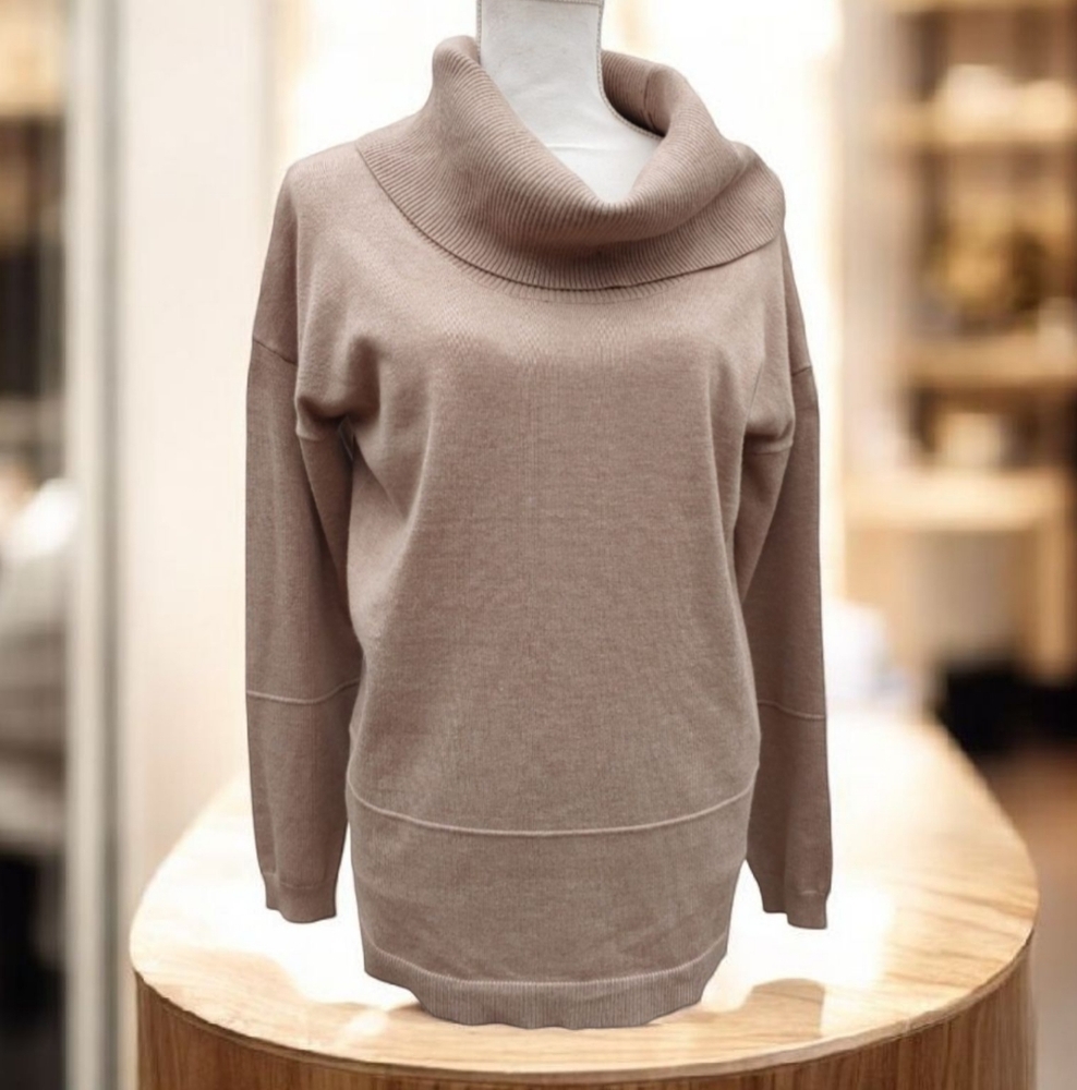 89th + Madison Cowl Neck Sweater Ribbed Cowl Cuffs Hemline Split Hem Large